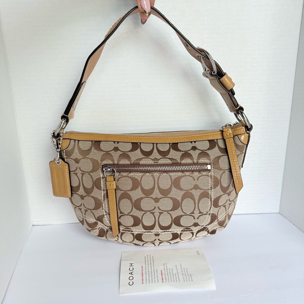 Coach Jacquard Signature Half Moon Hobo Shoulder Bag – (Style F13114)